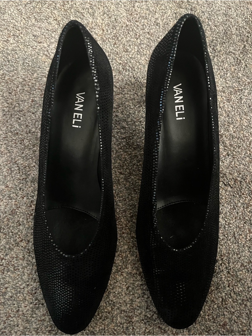 Vaneli Black Embellished Pointed Toe Pumps